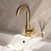 Brauer Edition 5-GG-003-R2 high surface-mounted basin mixer with swivel round spout model B gold brushed PVD