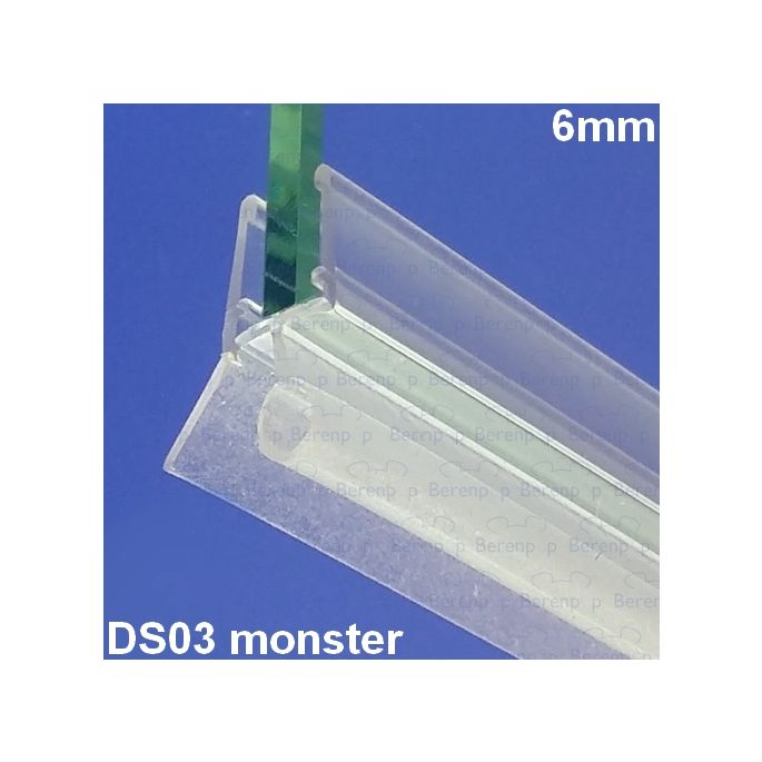 Exa-Lent Universal monsterstukje doucherubber type DS03 - 2cm lengte en geschikt voor glasdikte 6mm - 1 flapje 1 rondje