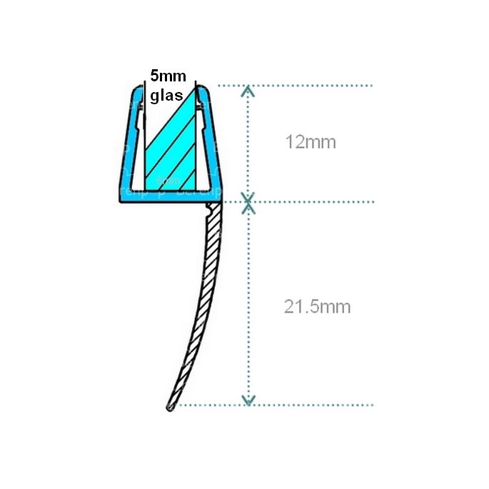 Exa-Lent Universal-Musterduschgummi Typ DS04 - 2cm Länge und geeignet für Glasstärke 5mm - 1 Klappe