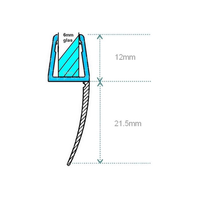 Exa-Lent Universal sample piece of shower rubber type DS04 - 2cm length and suitable for glass thickness 6mm - 1 flap