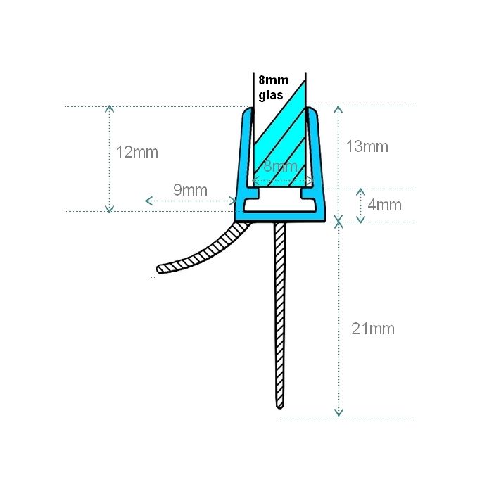 Exa-Lent Universal-Musterduschgummi Typ DS05 - 2cm Länge und geeignet für Glasstärke 8mm - 1 Klappe 1 Klappe