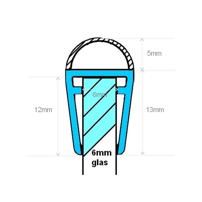 Exa-Lent Universal sample piece of shower rubber type DS06 - 2cm length and suitable for glass thickness 6mm - 1 bellows of 5mm (ball)