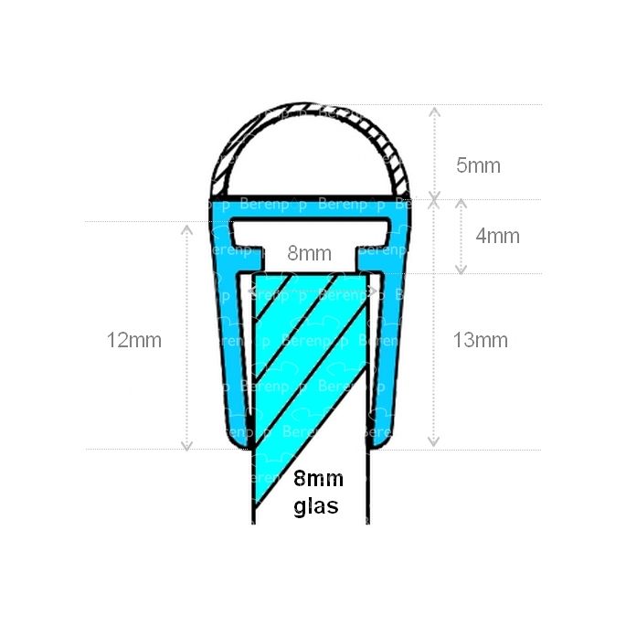 Exa-Lent Universal sample shower rubber type DS06 - 2cm length and suitable for glass thickness 8mm - 1 bellows of 5mm (ball)