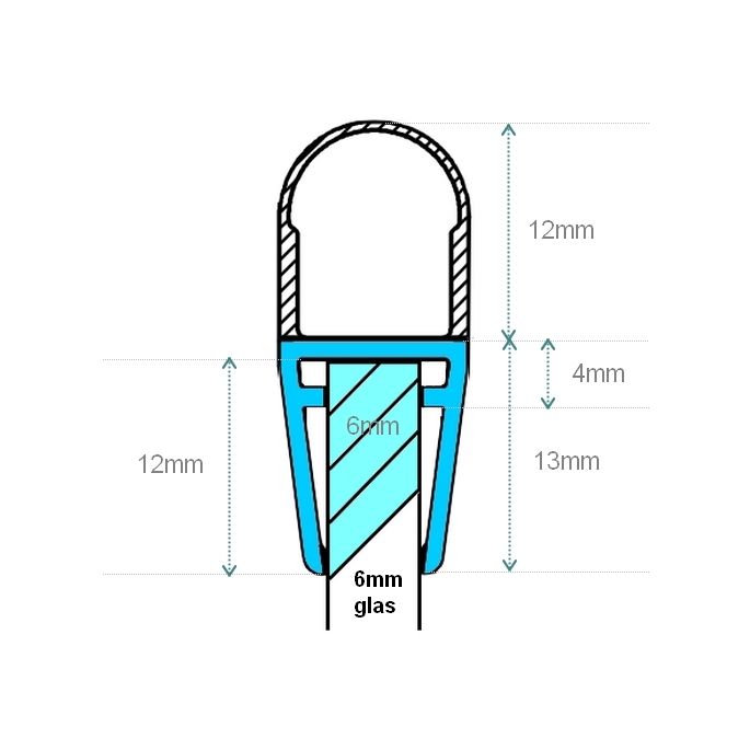 Exa-Lent Universelles Musterstück aus Duschgummi Typ DS08 - 2cm Länge und geeignet für Glasstärke 6mm - 1 Balg von 12mm (Kugel)