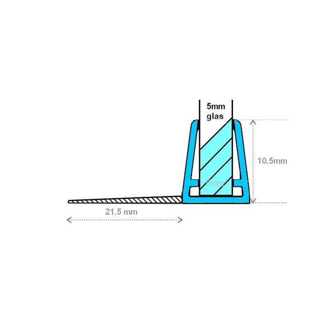 Exa-Lent Universal sample shower rubber type DS10 - 2cm length and suitable for glass thickness 5mm - 1 flap horizontal