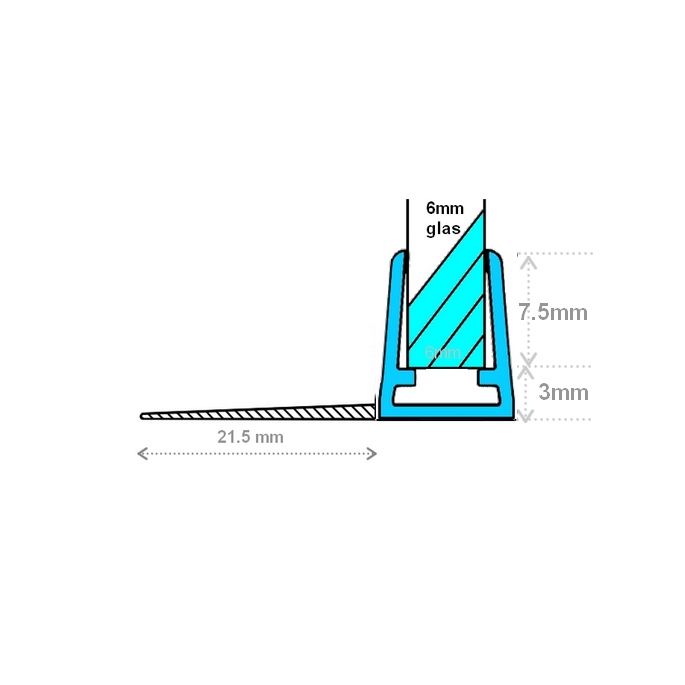 Exa-Lent Universal-Musterduschgummi Typ DS10 - 2cm Länge und geeignet für Glasstärke 6mm - 1 Klappe horizontal