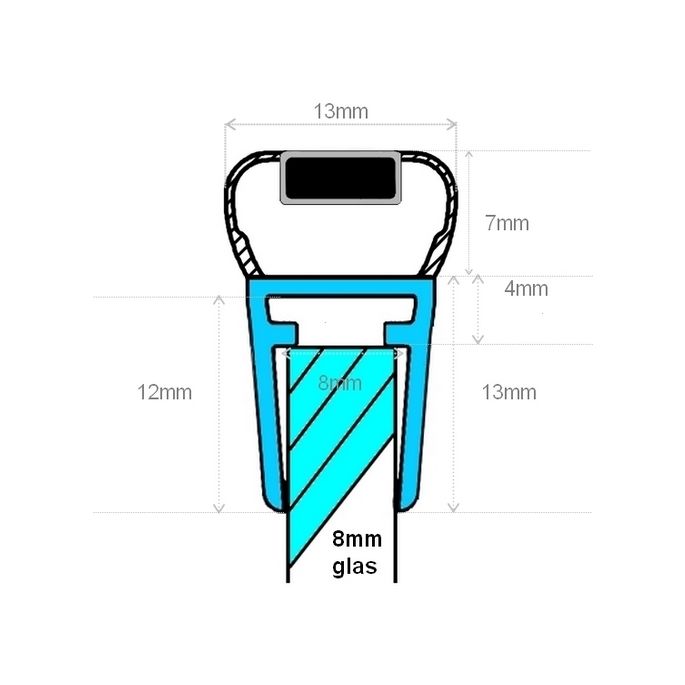 Exa-Lent Universal sample piece shower tube type DS14 - 2cm length and suitable for glass thickness 8mm - magnet straight