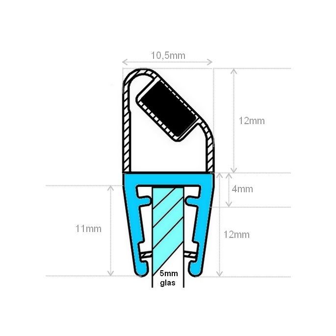 Exa-Lent Universal-Probenduschgummi Typ DS20 - 2cm Länge und geeignet für Glasdicke 5mm - Magnet 45 Grad