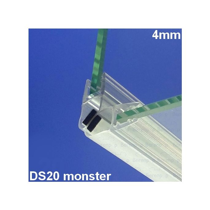 Exa-Lent Universelles Musterstück aus Duschgummi Typ DS20 - 2cm Länge und geeignet für Glasdicke 4mm - Magnet 45 Grad