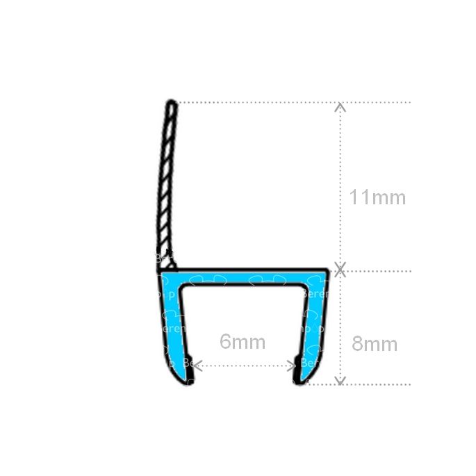 Exa-Lent Universal sample piece of shower rubber type DS30 - 2cm length and suitable for glass thickness 6mm - 1 flap (of 11mm)