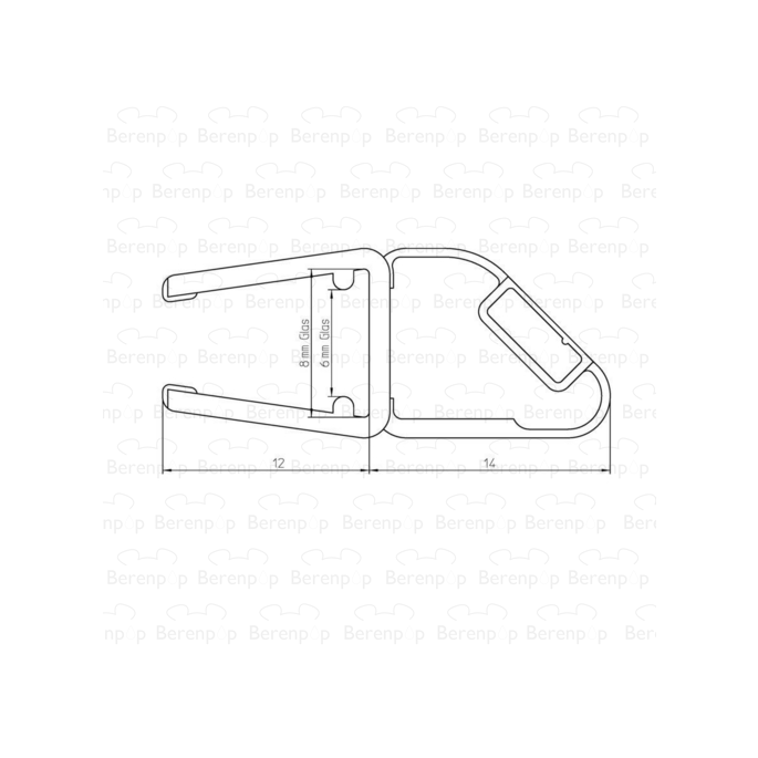 Duscholux 250547.01.000.2100 magnetic profile for fixed panel, 45 degrees, 210cm