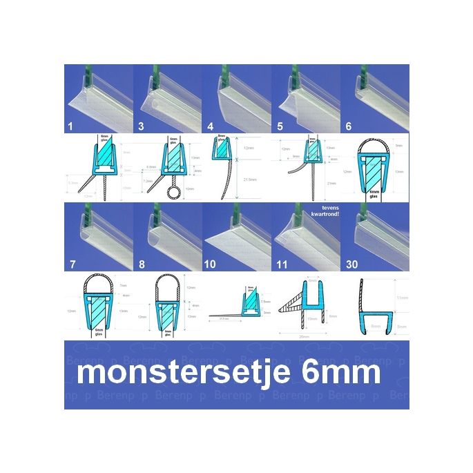 Exa-Lent Universal MON-6 Sample set - shower strips 5 and 6mm
