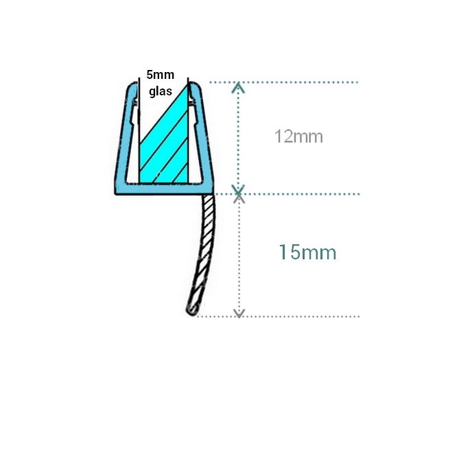 Exa-Lent Universal sample shower rubber type DS43 - 2cm length and suitable for glass thickness 5mm - 1 flap