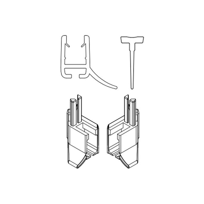 HSK Exklusiv E85058-1-01 horizontal sealing profile (120cm) with slide-in rubber (200cm, height 14.5mm) and end caps alu matt silver