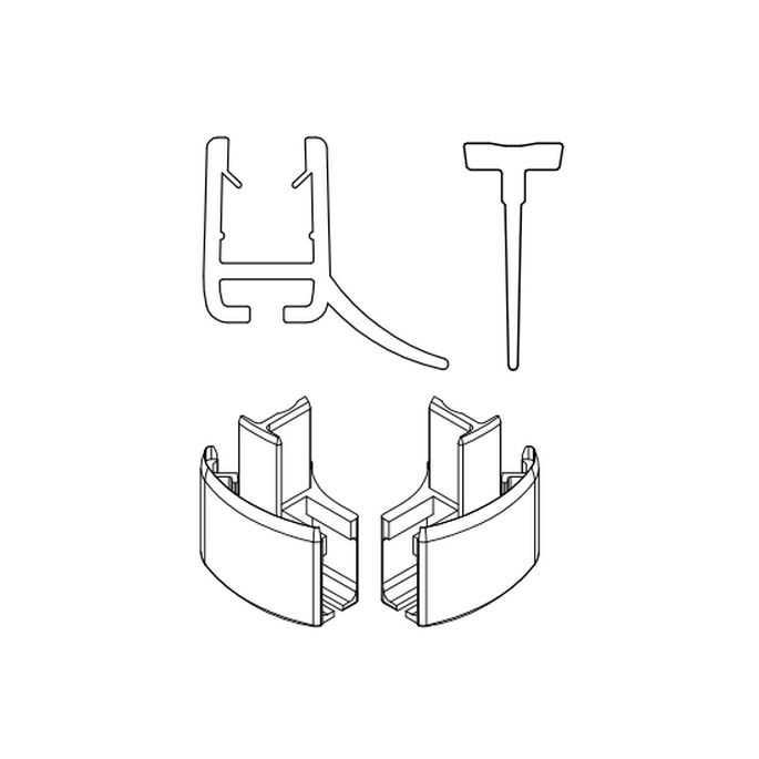 HSK Exklusiv E85058-3-41 2x horizontaal afdichtingsprofiel (120cm) met inschuifrubber (200cm, hoogte 14,5mm) en eindkapjes chroom