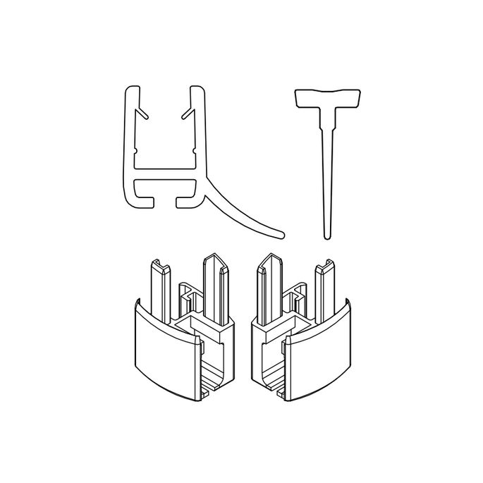 HSK Exklusiv E85059-4-41 2x horizontaal afdichtingsprofiel gebogen met inschuifrubber (200cm, hoogte 14,5mm) en eindkapjes chroom