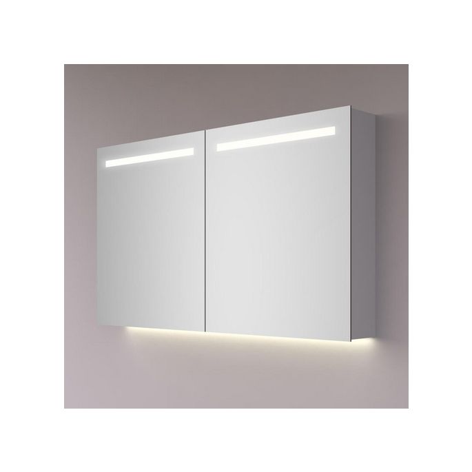Hipp Design SPV 15010 aluminium spiegelkast 60x70cm met horizontale LED banen, indirecte LED verlichting onder en spiegelverwarming