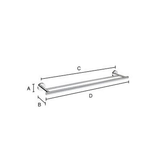 Smedbo Home HS3364 dubbele handdoekhouder 65cm mat chroom