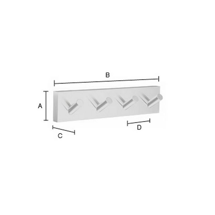 Smedbo House RX359 hakenrek met 4 haken wit