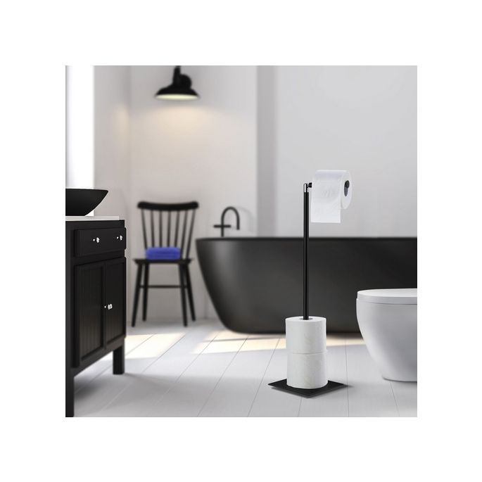 Smedbo Outline Lite FB636 toiletrolhouder met reserverolhouder mat zwart edelstaal
