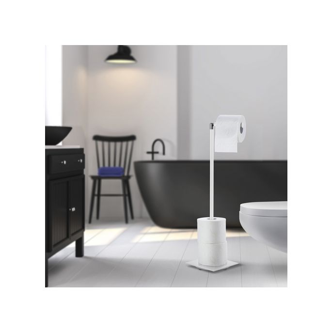 Smedbo Outline Lite FX636 toilet roll holder with spare toilet roll holder matt white stainless steel