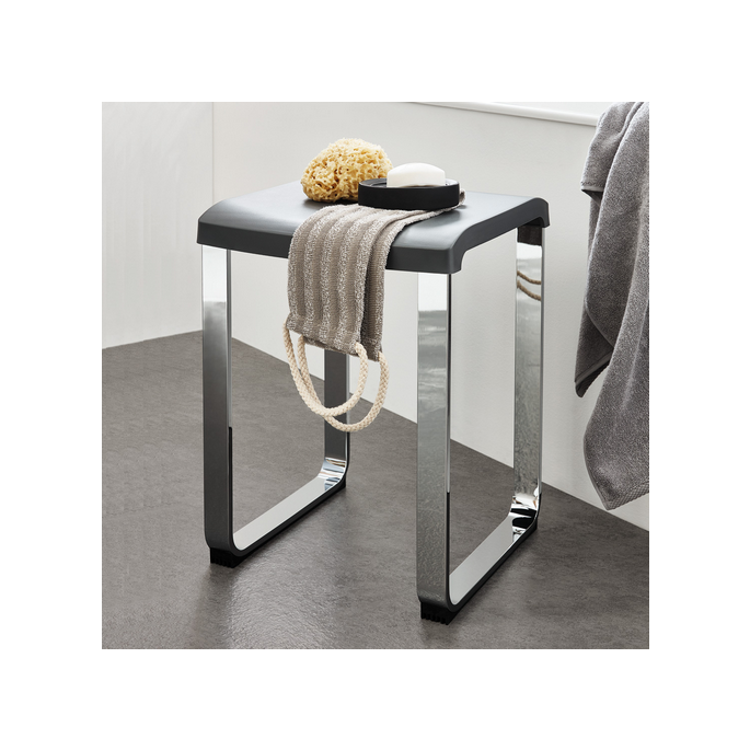 Smedbo Living Basic FK416 shower chair dark gray with chrome