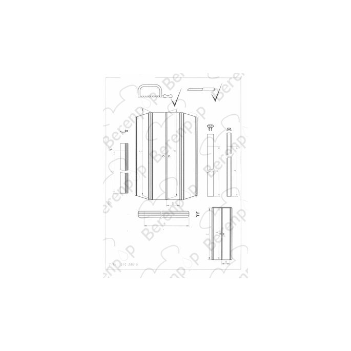 Koralle Supra Top S8L41850 ( L41850 ) ( 2537273 ) compleet strippenset voor pendeldeur 100 en vijfhoek 100 (vanaf 05.2001)