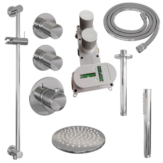 Brauer Carving 5-CE-113 thermostatische inbouw regendouche SET 17 chroom