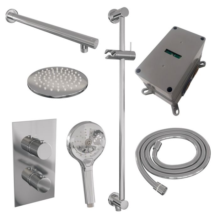 Brauer Carving 5-CE-139 thermostatische inbouw regendouche 3-weg omstelling SET 43 chroom