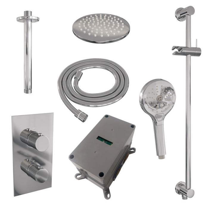 BrauerCarving 5-CE-143 thermostatic concealed rain shower 3-way diverter SET 47 chrome