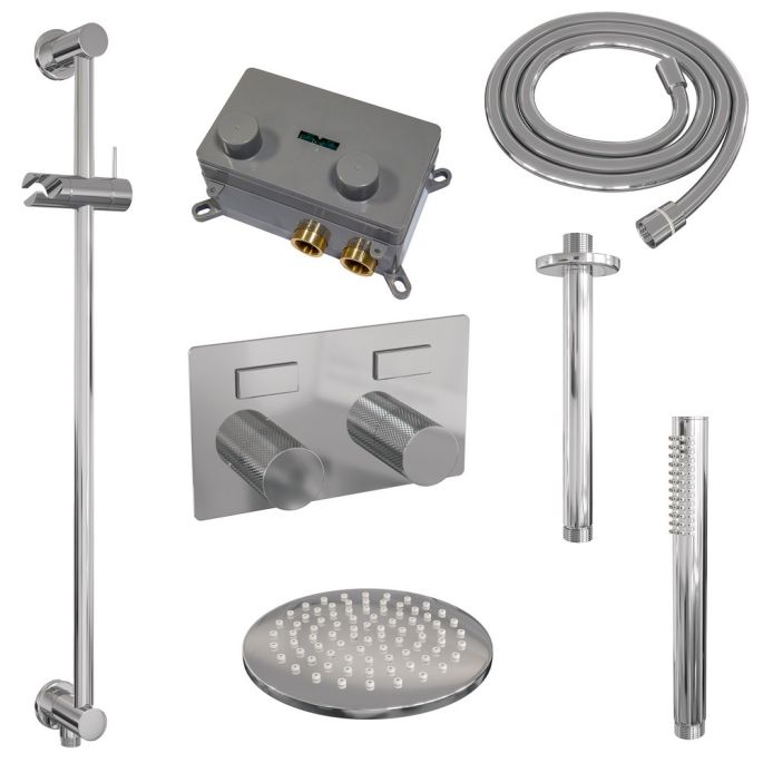 Brauer Carving 5-CE-200 thermostatische inbouw regendouche met drukknoppen SET 65 chroom