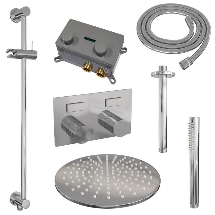 Brauer Carving 5-CE-201 thermostatische inbouw regendouche met drukknoppen SET 66 chroom