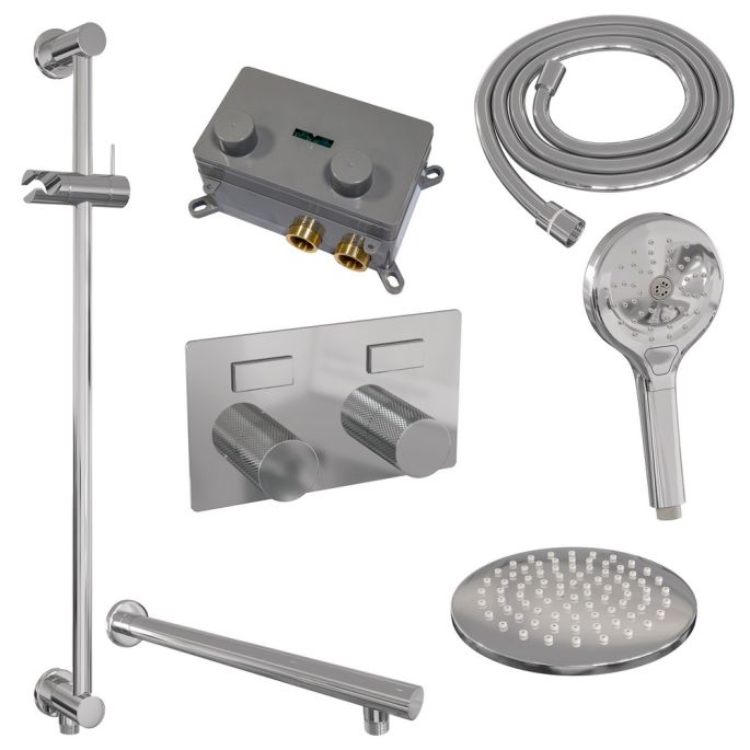 Brauer Carving 5-CE-202 thermostatische inbouw regendouche met drukknoppen SET 67 chroom