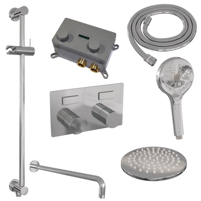 Brauer Carving 5-CE-204 thermostatische inbouw regendouche met drukknoppen SET 69 chroom