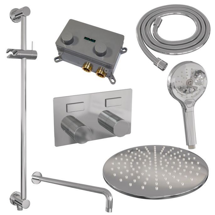 Brauer Carving 5-CE-205 thermostatische inbouw regendouche met drukknoppen SET 70 chroom