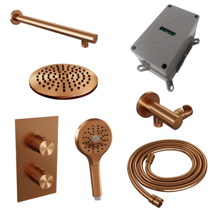 Brauer Carving 5-GK-127 thermostatische inbouw regendouche 3-weg omstelling SET 31 koper geborsteld PVD