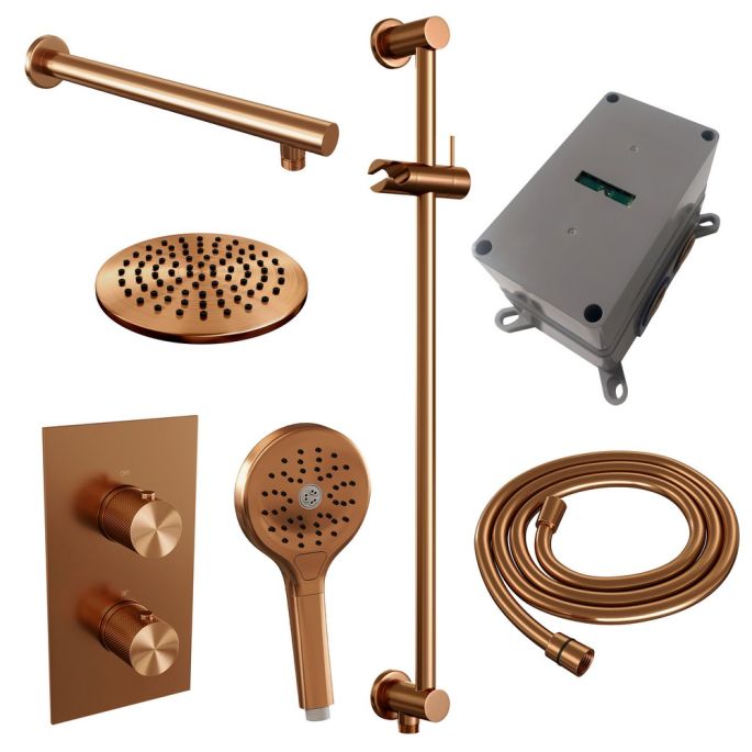 Brauer Carving 5-GK-139 thermostatische inbouw regendouche 3-weg omstelling SET 43 koper geborsteld PVD