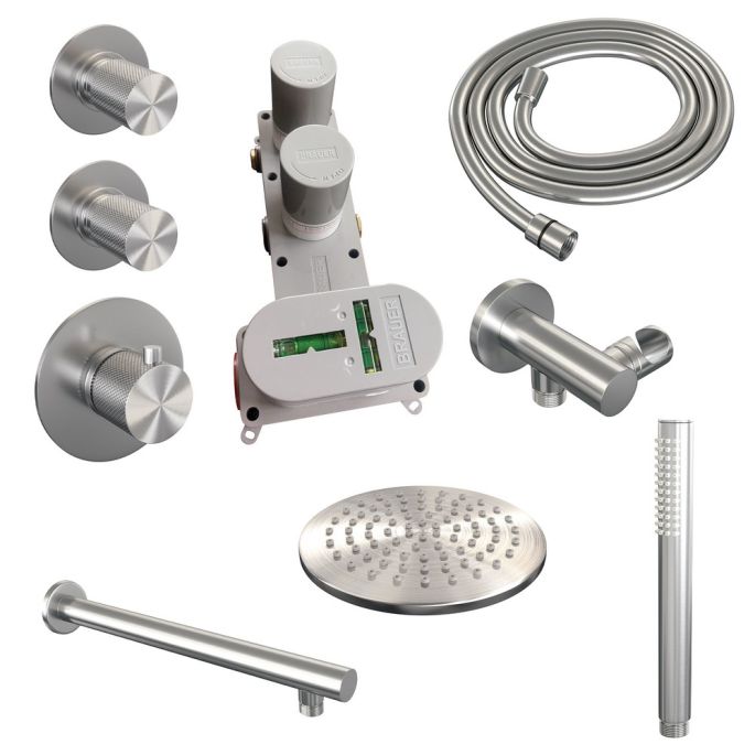BrauerCarving 5-NG-097 thermostatic flush-mounted rain shower SET 01 stainless steel brushed PVD