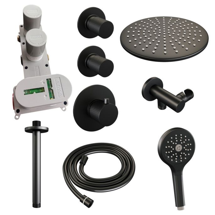 Brauer Carving 5-S-108 thermostatic concealed rain shower SET 12 matte black