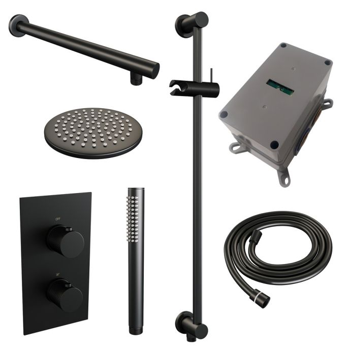 Brauer Carving 5-S-133 thermostatic concealed rain shower 3-way diverter SET 37 matte black