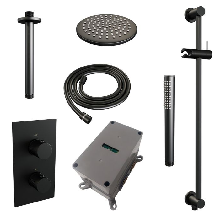 Brauer Carving 5-S-137 thermostatic concealed rain shower 3-way diverter SET 41 matte black