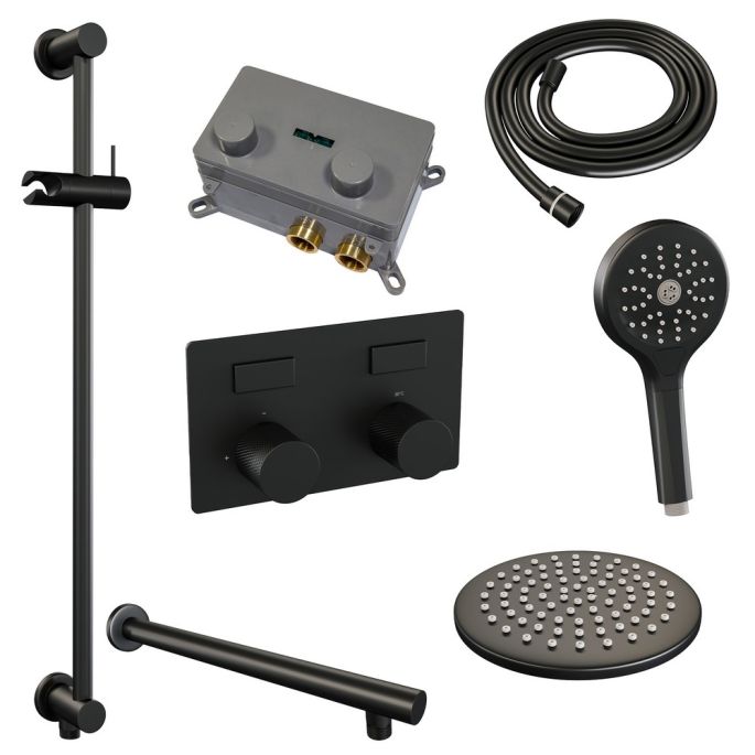 Brauer Carving 5-S-202 thermostatic concealed rain shower with push buttons SET 67 matt black