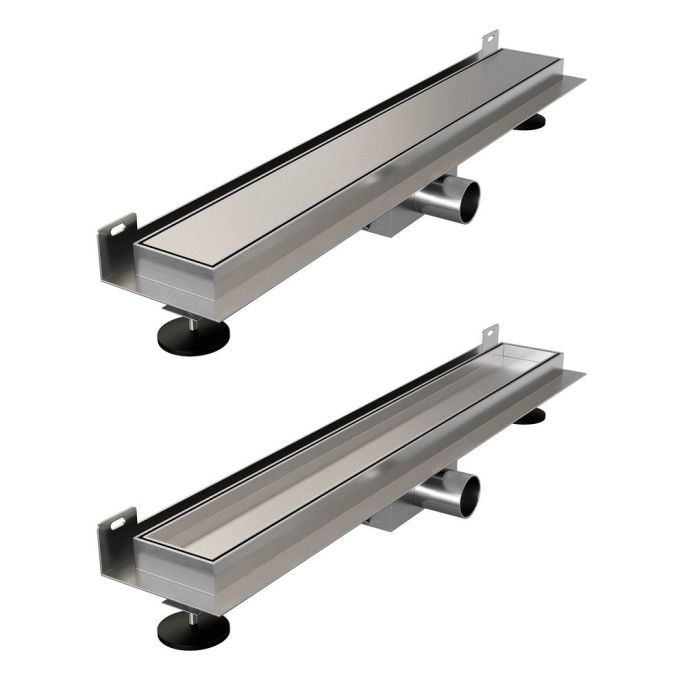 Brauer DR-MRFW50NG douchegoot met multifunctioneel rooster en flens voor wandmontage 7 x 50cm RVS geborsteld