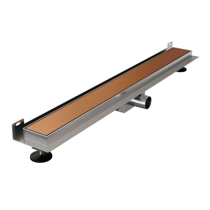 Brauer DR-MRFW70GK douchegoot met multifunctioneel rooster en flens voor wandmontage 7 x 70cm koper geborsteld PVD