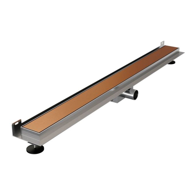Brauer DR-MRFW90GK douchegoot met multifunctioneel rooster en flens voor wandmontage 7 x 90cm koper geborsteld PVD