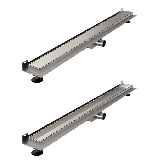 Brauer DR-MRFW90NG shower channel with multifunctional grating and flange for wall mounting 7 x 90cm stainless steel brushed