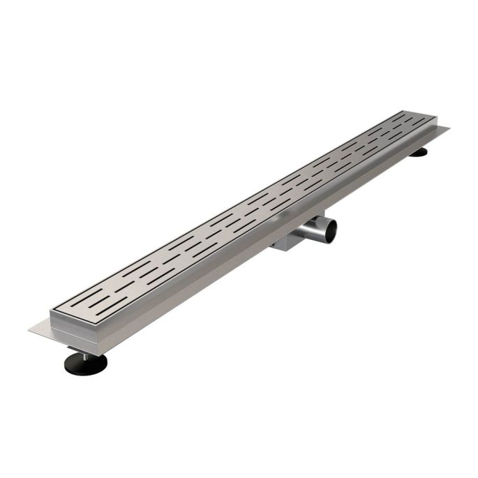 Brauer DR-SRF100NG douchegoot met standaard rooster en flens 7 x 100cm RVS geborsteld