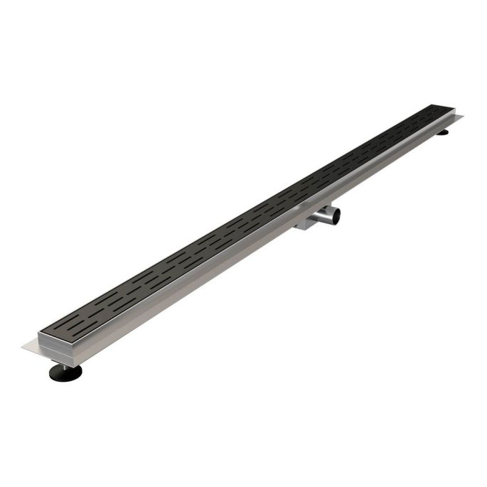 Brauer DR-SRF140S douchegoot met standaard rooster en flens 7 x 140cm mat zwart
