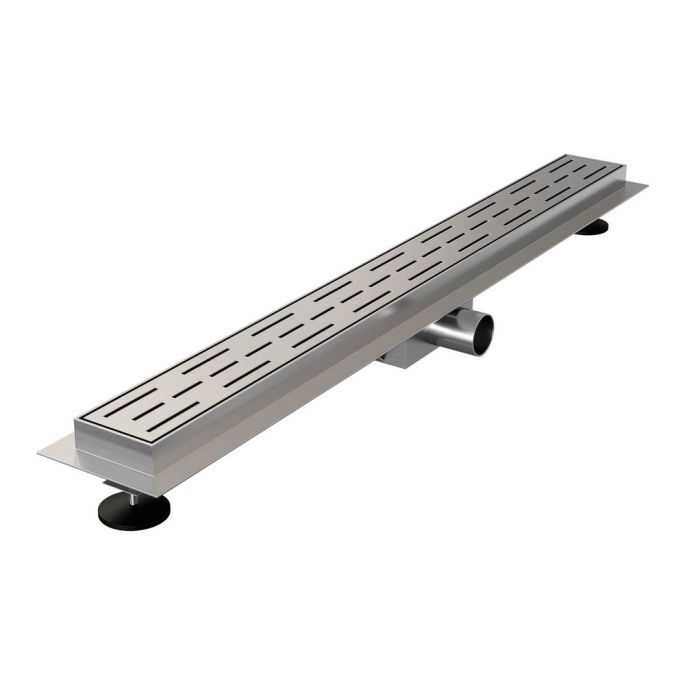 Brauer DR-SRF80NG douchegoot met standaard rooster en flens 7 x 80cm RVS geborsteld