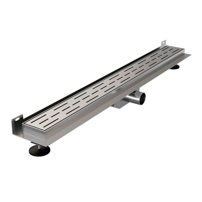 Brauer DR-SRFW80NG douchegoot met standaard rooster en flens voor wandmontage 7 x 80cm RVS geborsteld